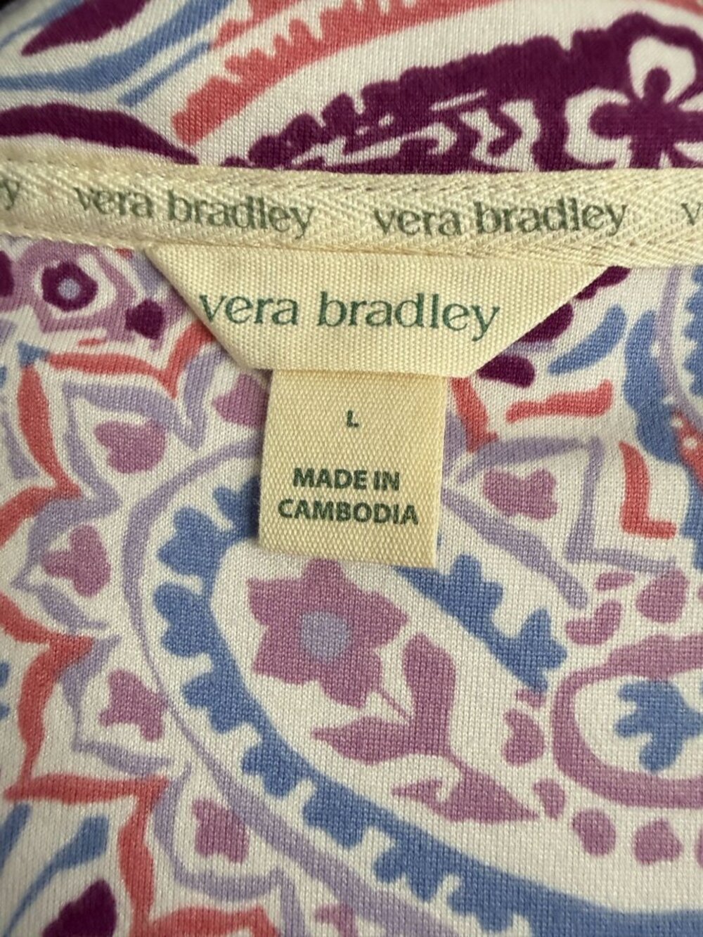 NWT Vera Bradley Paisley 2-Piece Pajama Set Button-Up Shirt Pants Large Pockets - Picture 4 of 14